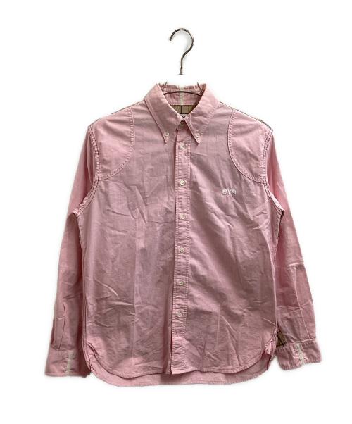 eYe COMME des GARCONS JUNYAWATANABE MAN（アイ コム デ ギャルソン ジュンヤ ワタナベ マン）eYe COMME des GARCONS JUNYAWATANABE MAN 刺繍ロゴ チェック切替 オックスフォードシャツ  / WT-B904 /AD2017 ピンク サイズ:Mの古着・服飾アイテム