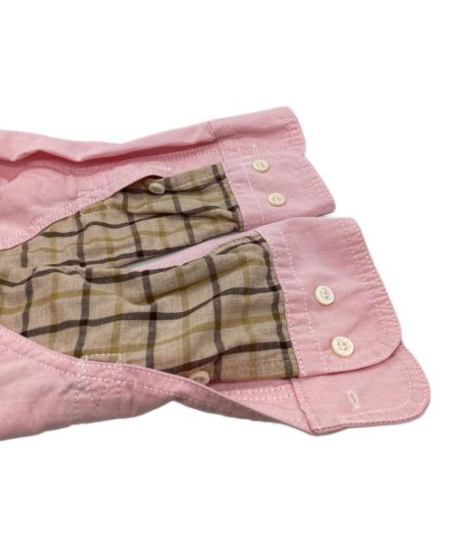 eYe COMME des GARCONS JUNYAWATANABE MAN（アイ コム デ ギャルソン ジュンヤ ワタナベ マン）eYe COMME des GARCONS JUNYAWATANABE MAN 刺繍ロゴ チェック切替 オックスフォードシャツ  / WT-B904 /AD2017 ピンク サイズ:Mの古着・服飾アイテム