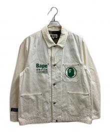 A BATHING APE（アベイシングエイプ）の古着「RELAXED FIT COVERALL JAKET / リラックスフィットカバーオールジャケット / 001LJH801023M」｜アイボリー