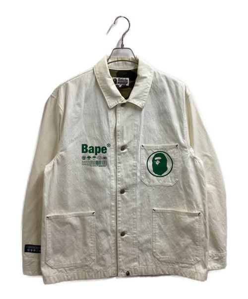 A BATHING APE（アベイシングエイプ）A BATHING APE (アベイシングエイプ) RELAXED FIT COVERALL JAKET / リラックスフィットカバーオールジャケット / 001LJH801023M アイボリー サイズ:Lの古着・服飾アイテム