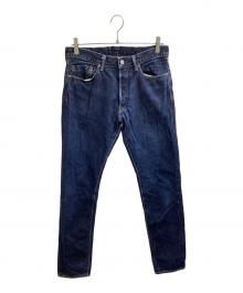 MOMOTARO JEANS×HINOYA（桃太郎ジーンズ×ヒノヤ）の古着「15.7オンスセルヴィッチデニムナローテーパード "家紋刺繍"　H0105SP11」｜インディゴ