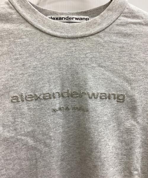 ALEXANDER WANG（アレキサンダー・ワン）ALEXANDER WANG (アレキサンダー・ワン) グリッター ロゴ プリント コットン ジャージ トップ　/　ucc3231643 グレー サイズ:XXSの古着・服飾アイテム