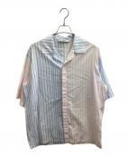 maison kitsuneメゾンキツネ）の古着「Hawaiian Shirt Color Block Stripes　/　IM00470WC2024」｜ブルー×ピンク