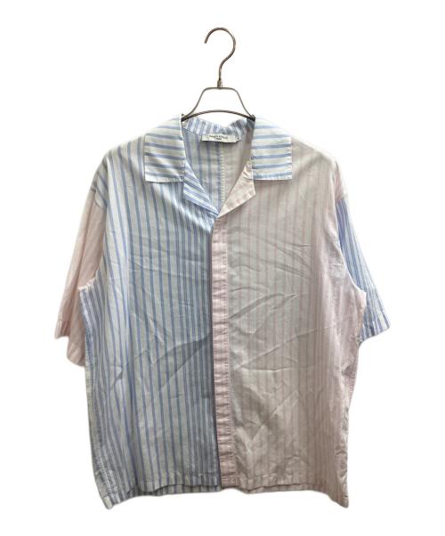 maison kitsune（メゾンキツネ）MAISON KITSUNE (メゾンキツネ) Hawaiian Shirt Color Block Stripes　/　IM00470WC2024 ブルー×ピンク サイズ:XSの古着・服飾アイテム