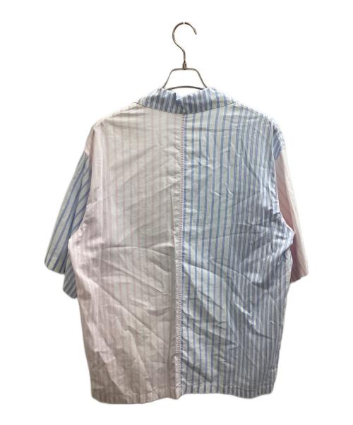 maison kitsune（メゾンキツネ）MAISON KITSUNE (メゾンキツネ) Hawaiian Shirt Color Block Stripes　/　IM00470WC2024 ブルー×ピンク サイズ:XSの古着・服飾アイテム