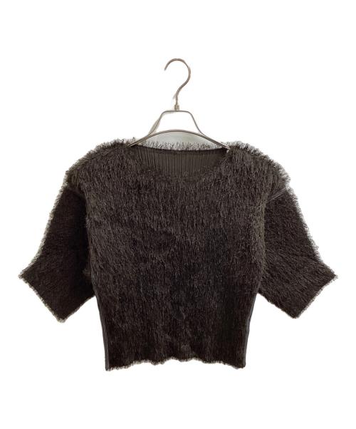 PLEATS PLEASE（プリーツプリーズ）PLEATS PLEASE (プリーツプリーズ) フリンジカットソー / PP14-JK782 ブラウン サイズ:3の古着・服飾アイテム