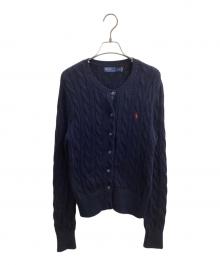 POLO RALPH LAUREN（ポロ・ラルフローレン）の古着「ケーブルクルーネックカーディガン」｜ネイビー