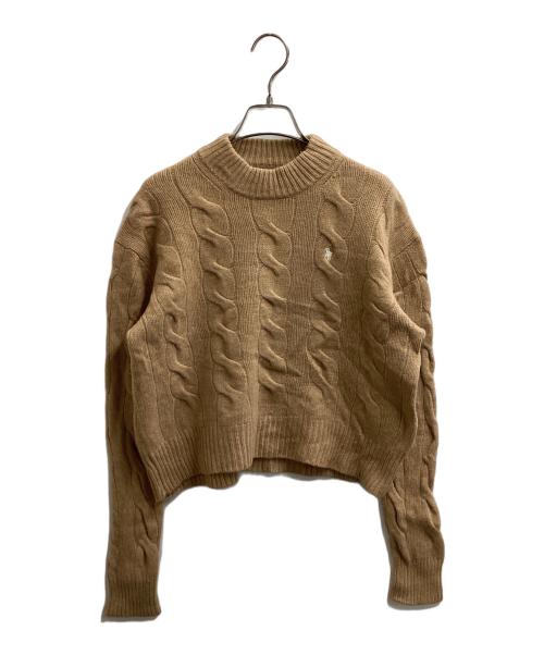 POLO RALPH LAUREN（ポロ・ラルフローレン）POLO RALPH LAUREN (ポロ・ラルフローレン) カシミヤブレンドケーブルニット ブラウン サイズ:Sの古着・服飾アイテム