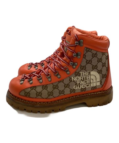 GUCCI（グッチ）GUCCI (グッチ) THE NORTH FACE (ザ ノース フェイス) GGキャンバストレッキングブーツ / 679914 オレンジ サイズ:10の古着・服飾アイテム