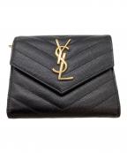 Saint Laurent Parisサンローランパリ）の古着「マトラッセコンパクトトリフォールドウォレット / 3つ折り財布 / 403943」｜ブラック