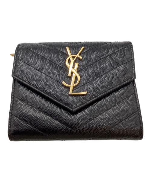 Saint Laurent Paris（サンローランパリ）Saint Laurent Paris (サンローランパリ) マトラッセコンパクトトリフォールドウォレット / 3つ折り財布 / 403943 ブラックの古着・服飾アイテム