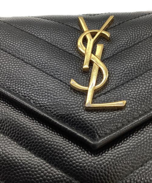 Saint Laurent Paris（サンローランパリ）Saint Laurent Paris (サンローランパリ) マトラッセコンパクトトリフォールドウォレット / 3つ折り財布 / 403943 ブラックの古着・服飾アイテム