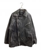 Sea Room lynnシールームリン）の古着「Vintage ECOレザーBIGライダース レザージャケット」｜ブラック