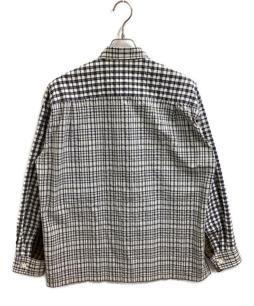 ISSEY MIYAKE（イッセイミヤケ）ISSEY MIYAKE (イッセイミヤケ) Seersucker check shirt / ME33FJ089 / MADE IN JAPAN ホワイト×ネイビー サイズ:3の古着・服飾アイテム