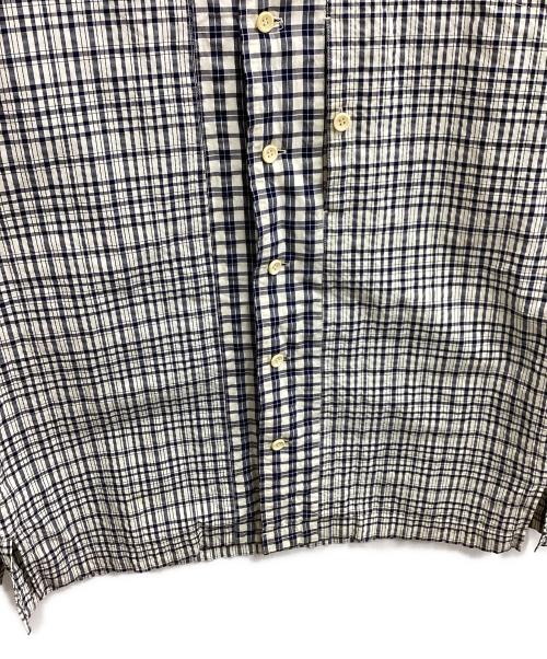 ISSEY MIYAKE（イッセイミヤケ）ISSEY MIYAKE (イッセイミヤケ) Seersucker check shirt / ME33FJ089 / MADE IN JAPAN ホワイト×ネイビー サイズ:3の古着・服飾アイテム