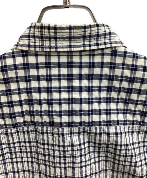 ISSEY MIYAKE（イッセイミヤケ）ISSEY MIYAKE (イッセイミヤケ) Seersucker check shirt / ME33FJ089 / MADE IN JAPAN ホワイト×ネイビー サイズ:3の古着・服飾アイテム