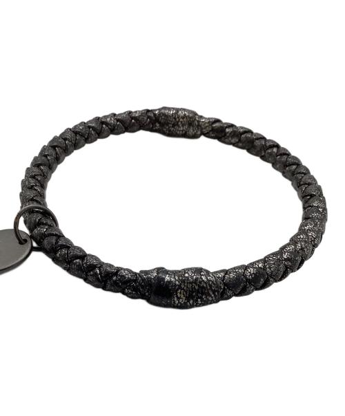 BOTTEGA VENETA（ボッテガベネタ）BOTTEGA VENETA (ボッテガベネタ) イントレチャートブレスレット ブラックの古着・服飾アイテム