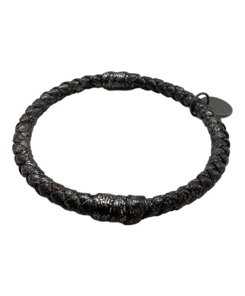 BOTTEGA VENETA（ボッテガベネタ）BOTTEGA VENETA (ボッテガベネタ) イントレチャートブレスレット ブラックの古着・服飾アイテム
