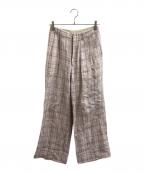 AURALEEオーラリー）の古着「LINEN SILK CHECK PANTS　/　A23SP04NC」｜ピンク