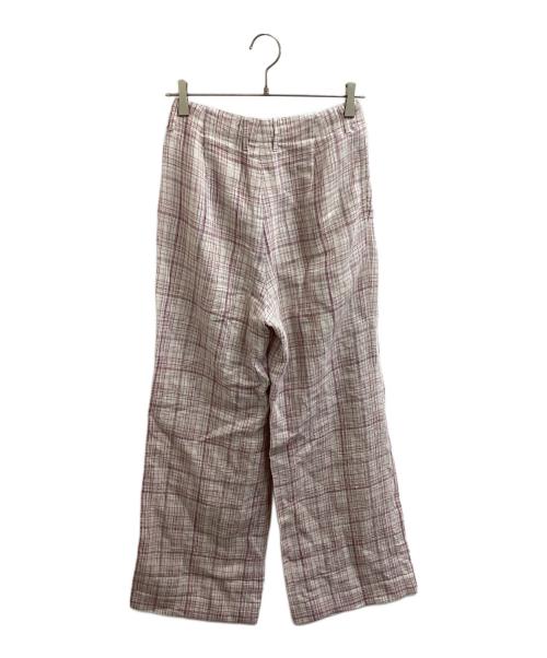 AURALEE（オーラリー）AURALEE (オーラリー) LINEN SILK CHECK PANTS　/　A23SP04NC ピンクの古着・服飾アイテム