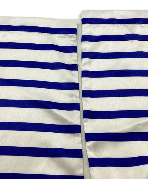 POLO RALPH LAUREN（ポロ・ラルフローレン）POLO RALPH LAUREN (ポロ・ラルフローレン) サテンボーダーブラウス ホワイト×ブルー サイズ:XSの古着・服飾アイテム