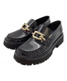 Ferragamo（フェラガモ）の古着「INGRID ガンチーニ レザー 厚底 ローファー」｜ブラック