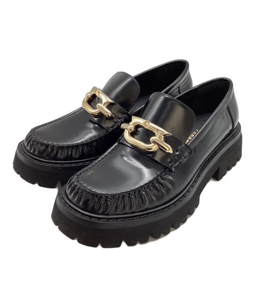 Ferragamo（フェラガモ）Ferragamo (フェラガモ) INGRID ガンチーニ レザー 厚底 ローファー ブラック サイズ:6 1/2の古着・服飾アイテム
