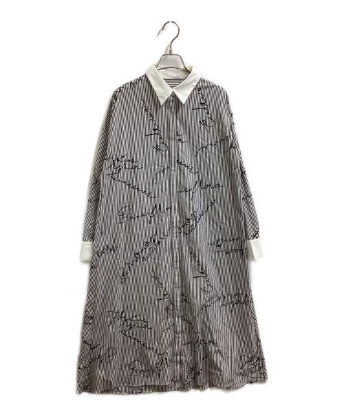 Diagram（ダイアグラム）Diagram (ダイアグラム) フロッキーストライプシャツワンピース グレー サイズ:36の古着・服飾アイテム