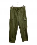 USEDユーズド）の古着「デンマーク軍 ヘリンボーンツイルカーゴパンツ」｜グリーン