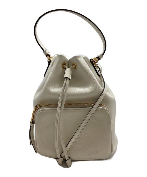 PRADA（プラダ）PRADA (プラダ) デュエットバケット レザーハンドバッグ ホワイトの古着・服飾アイテム