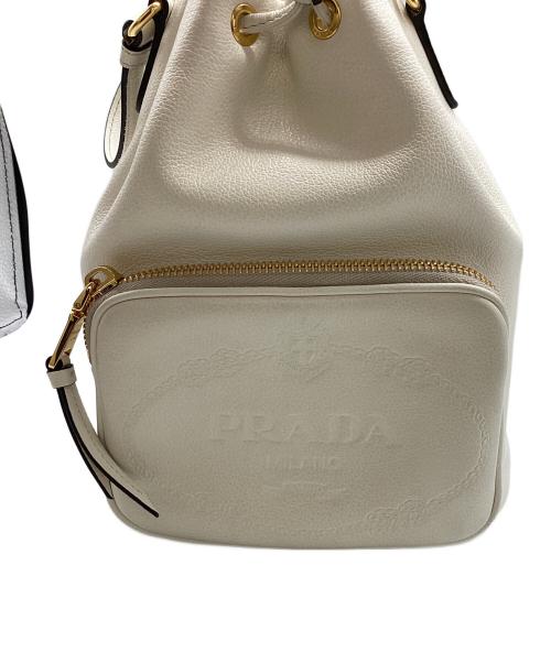 PRADA（プラダ）PRADA (プラダ) デュエットバケット レザーハンドバッグ ホワイトの古着・服飾アイテム
