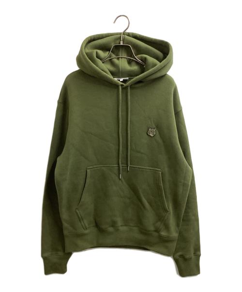 maison kitsune（メゾンキツネ）MAISON KITSUNE (メゾンキツネ) BOLD FOX HEAD PATCH COMFORT HOODIE オリーブ サイズ:Sの古着・服飾アイテム
