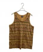 stussyステューシー）の古着「REGGAE TOMTOM 総柄タンクトップ / USA製 OLD」｜ブラウン