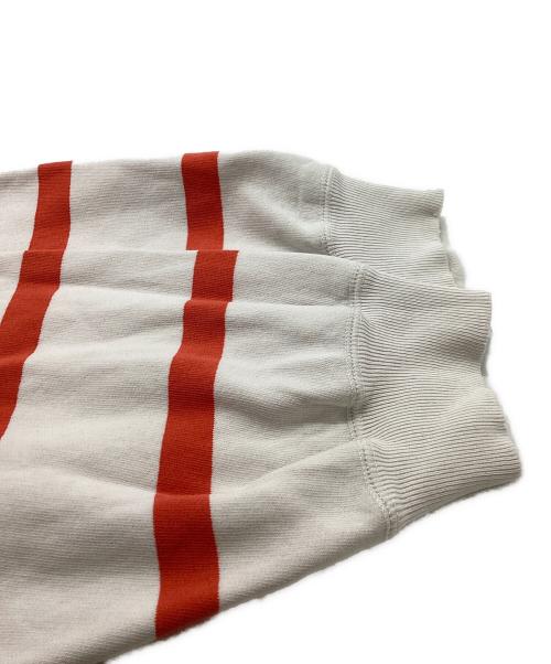 POLO RALPH LAUREN（ポロ・ラルフローレン）POLO RALPH LAUREN (ポロ・ラルフローレン) ボーダークルーネックスウェット ホワイト×オレンジ サイズ:Lの古着・服飾アイテム