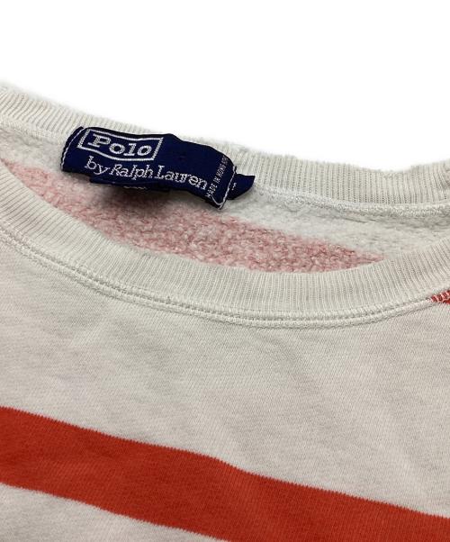 POLO RALPH LAUREN（ポロ・ラルフローレン）POLO RALPH LAUREN (ポロ・ラルフローレン) ボーダークルーネックスウェット ホワイト×オレンジ サイズ:Lの古着・服飾アイテム