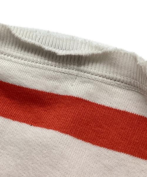 POLO RALPH LAUREN（ポロ・ラルフローレン）POLO RALPH LAUREN (ポロ・ラルフローレン) ボーダークルーネックスウェット ホワイト×オレンジ サイズ:Lの古着・服飾アイテム