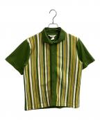 Davinciダヴィンチ）の古着「ストライプニットシャツ　/　70s」｜グリーン
