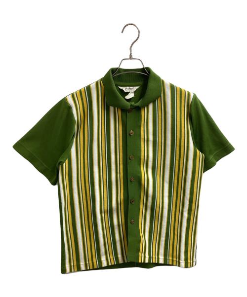 Davinci（ダヴィンチ）Davinci (ダヴィンチ) ストライプニットシャツ　/　70s グリーン サイズ:不明の古着・服飾アイテム