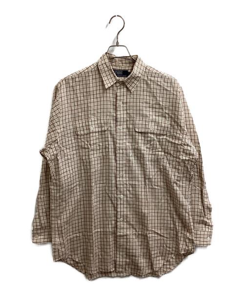 POLO RALPH LAUREN（ポロ・ラルフローレン）POLO RALPH LAUREN (ポロ・ラルフローレン) チェックシャツ / フラップポケット ベージュ サイズ:Lの古着・服飾アイテム
