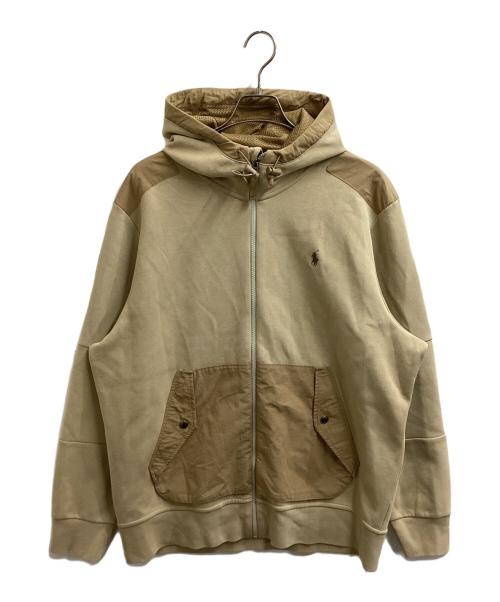 POLO RALPH LAUREN（ポロ・ラルフローレン）POLO RALPH LAUREN (ポロ・ラルフローレン) 異素材切替ジップパーカー ベージュ サイズ:XLの古着・服飾アイテム