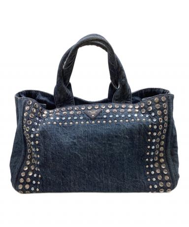 PRADA デニム トートバッグ 中古・古着通販】PRADA (プラダ) デニム カナパM / デニムスタッズ