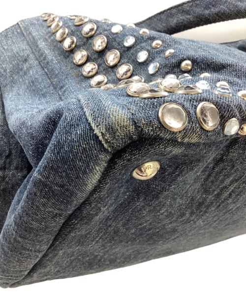 PRADA（プラダ）PRADA (プラダ) デニム カナパM / デニムスタッズトートバッグ　B2642O インディゴの古着・服飾アイテム