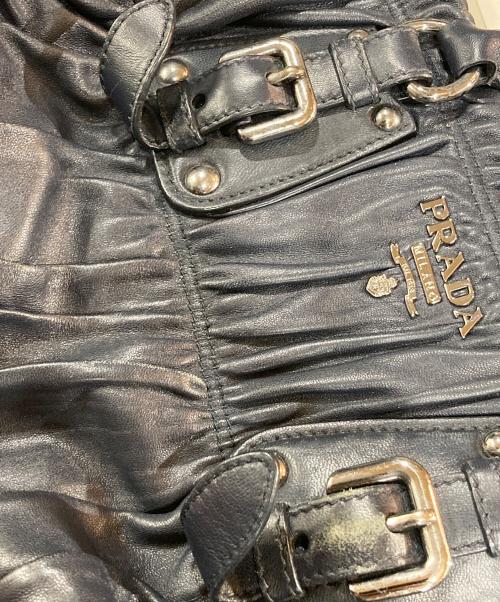 PRADA（プラダ）PRADA (プラダ) NAPPA ギャザー2WAYバッグ ネイビーの古着・服飾アイテム