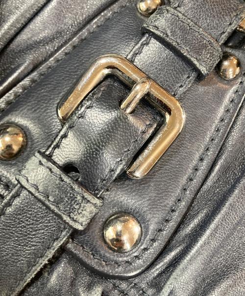 PRADA（プラダ）PRADA (プラダ) NAPPA ギャザー2WAYバッグ ネイビーの古着・服飾アイテム