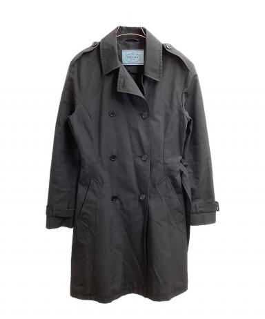 中古・古着通販】PRADA (プラダ) ナイロントレンチコート ブラック