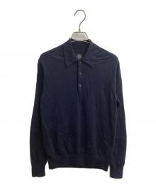 BATONER（バトナ―）の古着「Essential SUPERIOR HIGH GAUGE MERINO POLO」｜ネイビー
