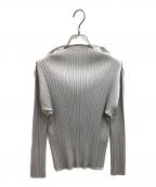 PLEATS PLEASEプリーツプリーズ）の古着「BASICS ハイネックカットソー / PP05JK104」｜グレー
