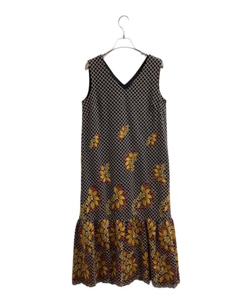 GRACE CONTINENTAL（グレースコンチネンタル）GRACE CONTINENTAL (（グレースコンチネンタル) チェック刺繍ロングワンピース / 0120331328 ブラック サイズ:36の古着・服飾アイテム