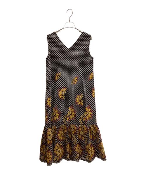 GRACE CONTINENTAL（グレースコンチネンタル）GRACE CONTINENTAL (（グレースコンチネンタル) チェック刺繍ロングワンピース / 0120331328 ブラック サイズ:36の古着・服飾アイテム