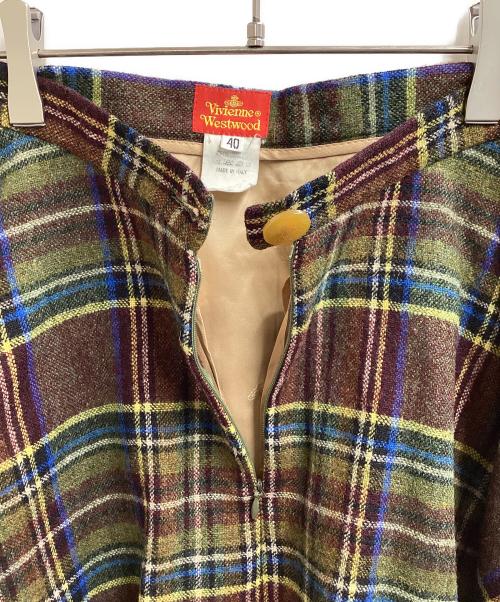 Vivienne Westwood（ヴィヴィアンウエストウッド）Vivienne Westwood (ヴィヴィアンウエストウッド) タータンチェックミニスカート ブラウン サイズ:40の古着・服飾アイテム